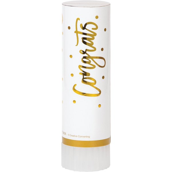 Creative Converting White and Gold Wedding Confetti Cannons, 6"x1.75", 48PK 351591